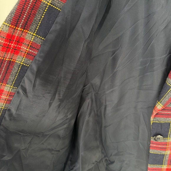 VTG 90s Tartan Plaid Blazer Womens 20W Red Navy Academia Preppy Jacket 
Wool - Picture 7 of 10
